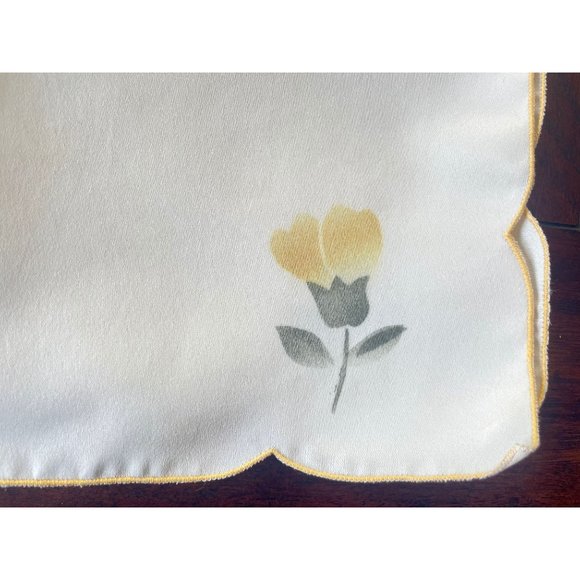 Vintage Napkins with Yellow Floral Stamp and Yellow Border Set of 8 square napki - Picture 2 of 9